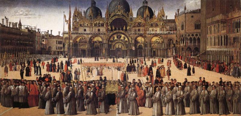 BELLINI, Gentile Procession in Piazza San Marco France oil painting art